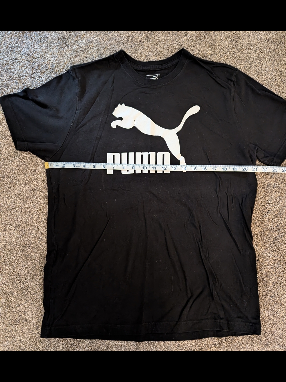Puma Black Tee with White Puma Logo Size XL